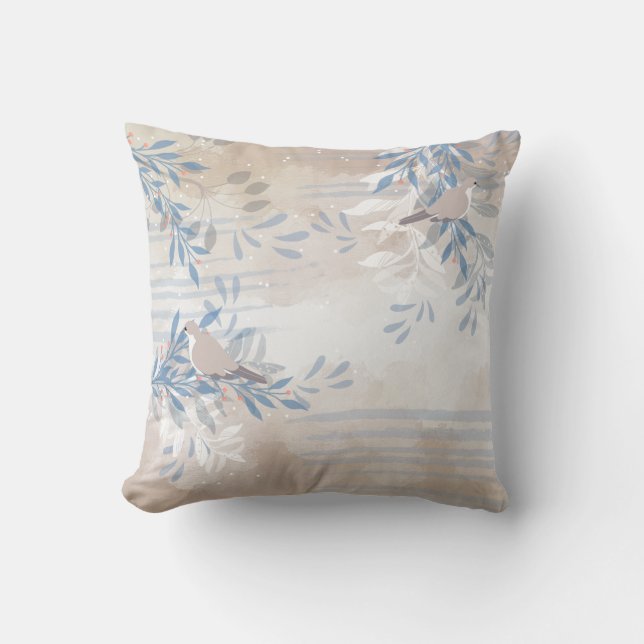 Trendy Modern Abstrakt floral botanisch Kissen (Vorderseite)