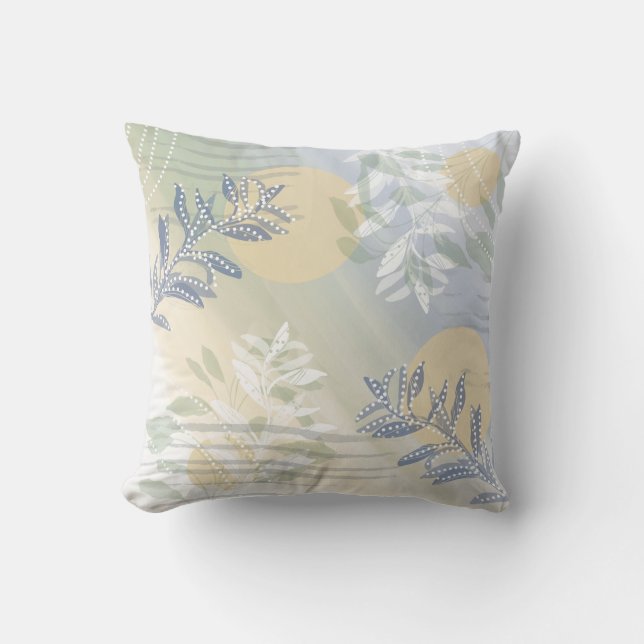 Trendy Modern Abstrakt floral botanisch Kissen (Vorderseite)