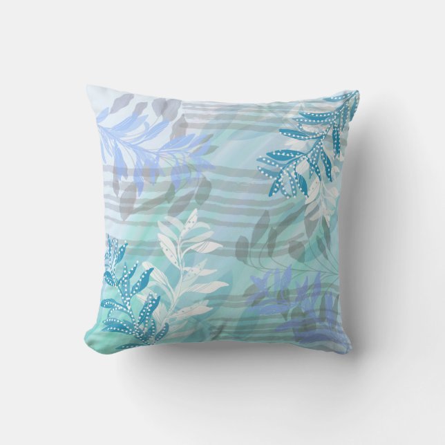 Trendy Modern Abstrakt floral botanisch Kissen (Vorderseite)
