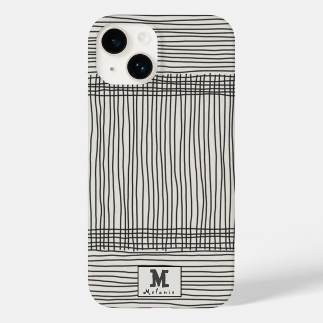 Trendy modern art lines Abstract minimal Monogram  Case-Mate iPhone 14 Hülle (Rückseite)