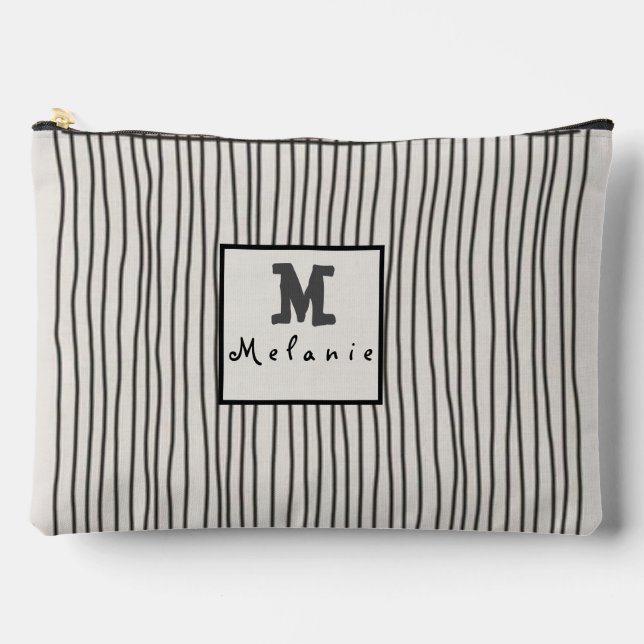 Trendy modern art lines Abstract minimal Monogram  Zubehörtasche (Vorderseite)