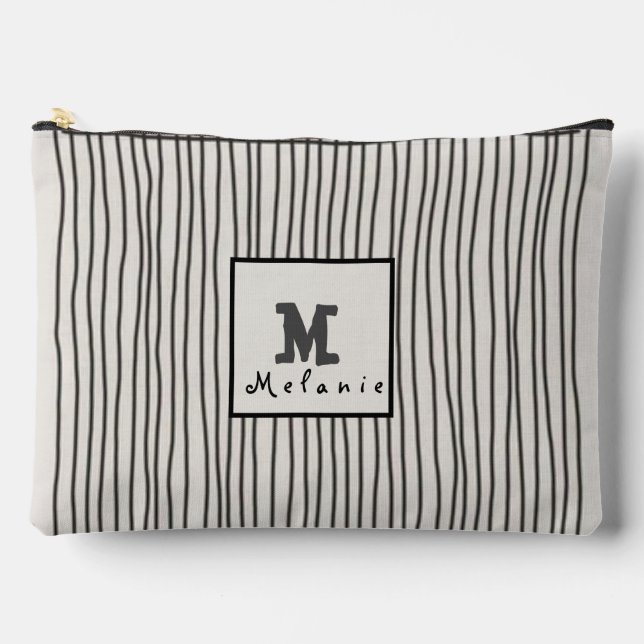 Trendy modern art lines Abstract minimal Monogram  Zubehörtasche (Vorderseite)