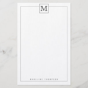 Trendy Modern Basic Initial Monogram Square Grenze Briefpapier
