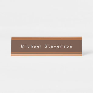 Trendy Modern Beruflich Brown Schreibtischnamensplakette