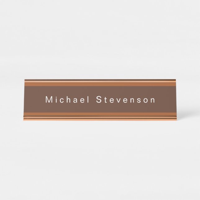Trendy Modern Beruflich Brown Schreibtischnamensplakette (Vorderseite )