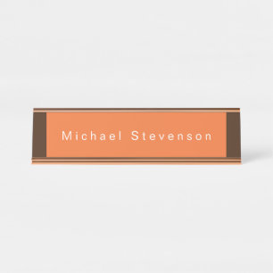 Trendy Modern Beruflich Orange Brown Schreibtischnamensplakette