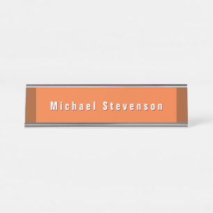 Trendy Modern Beruflich Orange Brown Schreibtischnamensplakette
