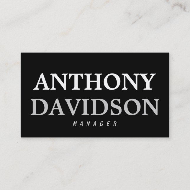 Trendy Modern Black Bold Text Business Card Visitenkarte (Vorderseite)