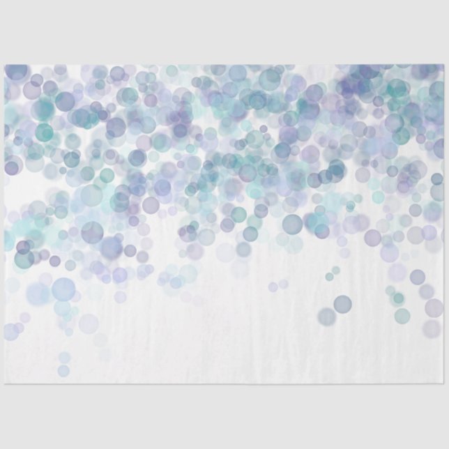 Trendy Modern Blue and White Bokeh Dots Seidenpapier (Vorderseite)