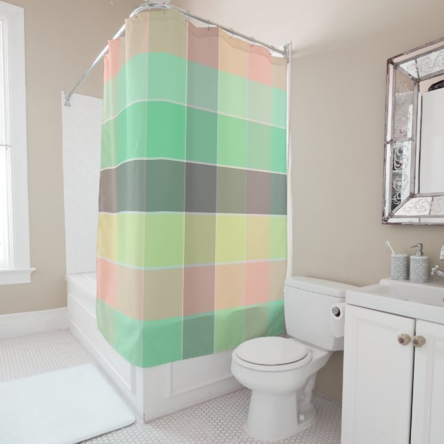 Trendy Modern Boho Chic Color Block Squares Duschvorhang (Beispiel)