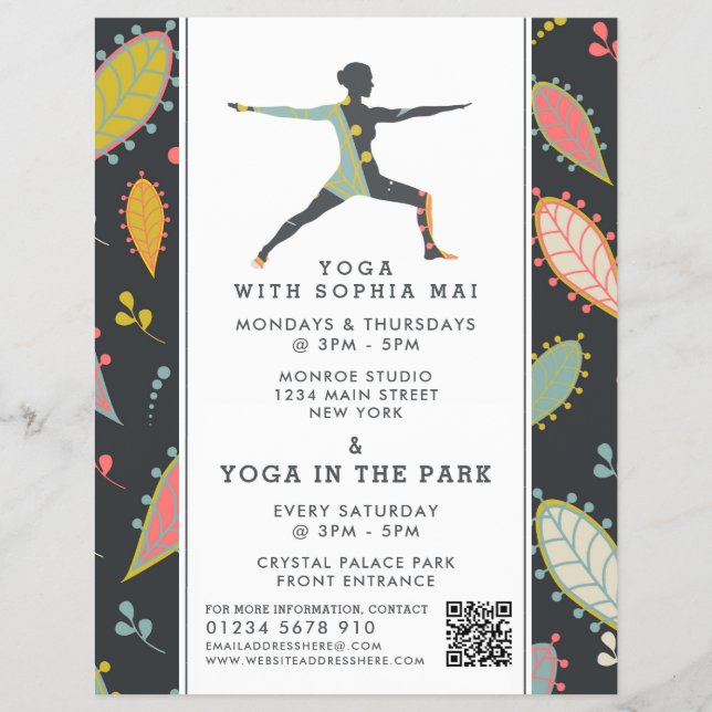 Trendy Modern Boho Yoga Class Advertising Flyer (Vorne)