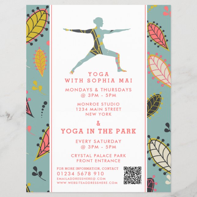 Trendy Modern Boho Yoga Class Advertising Flyer (Vorne)