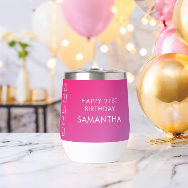 Trendy Modern Bold Pink Gradient 21st Birthday (Enterrement de vie de garçon (pivoté))