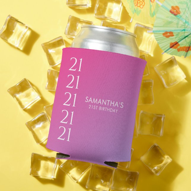 Trendy Modern Bold Pink Gradient 21st Birthday Dosenkühler (In Situ Sommer)