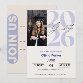 Trendy Modern Casual Photo Graduation Einladung