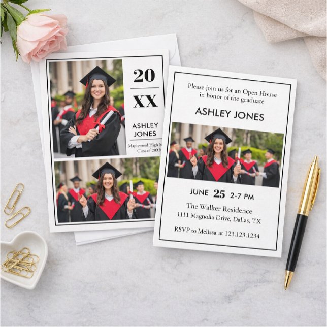 Trendy Modern Casual Photo Graduation Invitation (Créateur téléchargé)