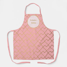 Trendy Modern Chic Geometric Golden Blush Pink Schürze