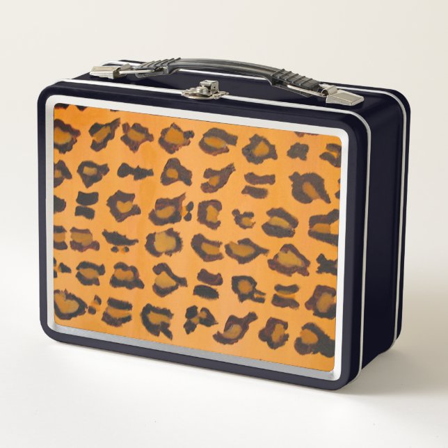 Trendy Modern Chic handbemalt Animal Print Metall Brotdose (Vorderseite)