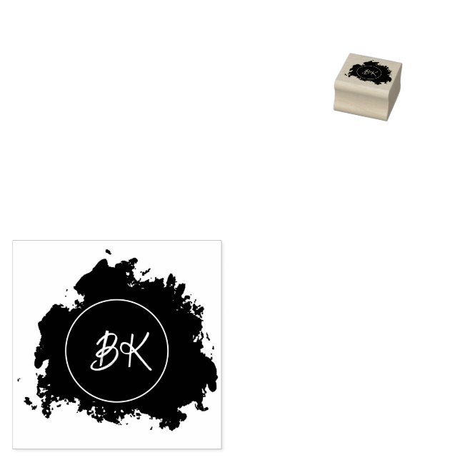 Trendy Modern Chic Monogram Initials Gummistempel (Stempel)
