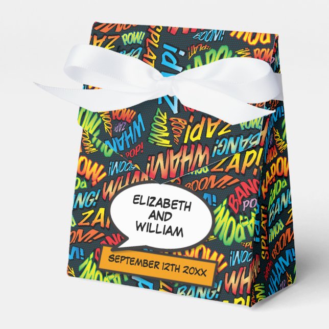 Trendy Modern Comic Book Fun Gastgeschenk Hochzeit Geschenkschachtel (Vorderseite)