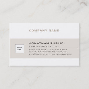 Trendy Modern Company Logo Beige White Smart Schli Visitenkarte