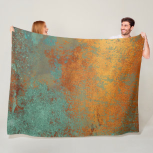 Trendy Modern Copper Patina Metallic Fleecedecke