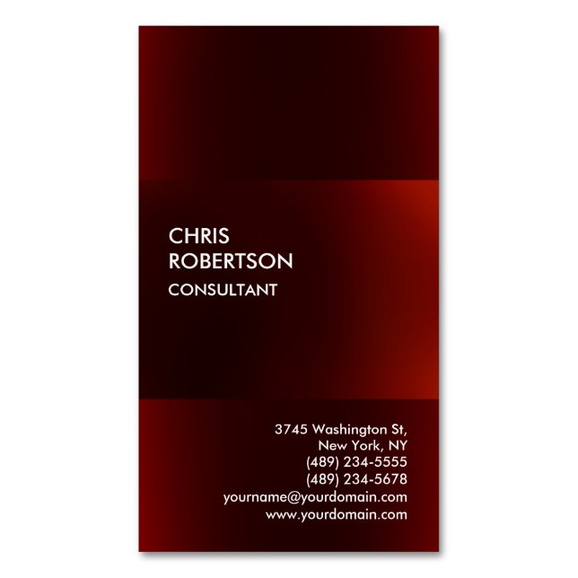 Trendy Modern Dark Red Business Card Magnetische Visitenkarte (Vorderseite Vertikal)