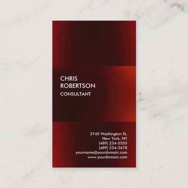 Trendy Modern Dark Red Business Card Visitenkarte (Vorderseite)