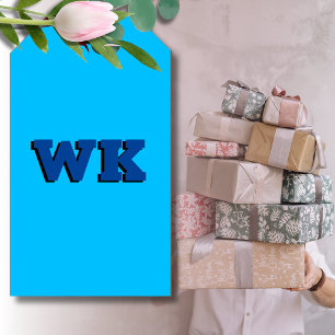 Trendy Modern Deep Blue 3D Monogram   Cyan Blue Geschenkanhänger
