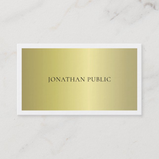 Trendy Modern Elegant Glamour Gold Schlicht Luxus Visitenkarte (Vorderseite)