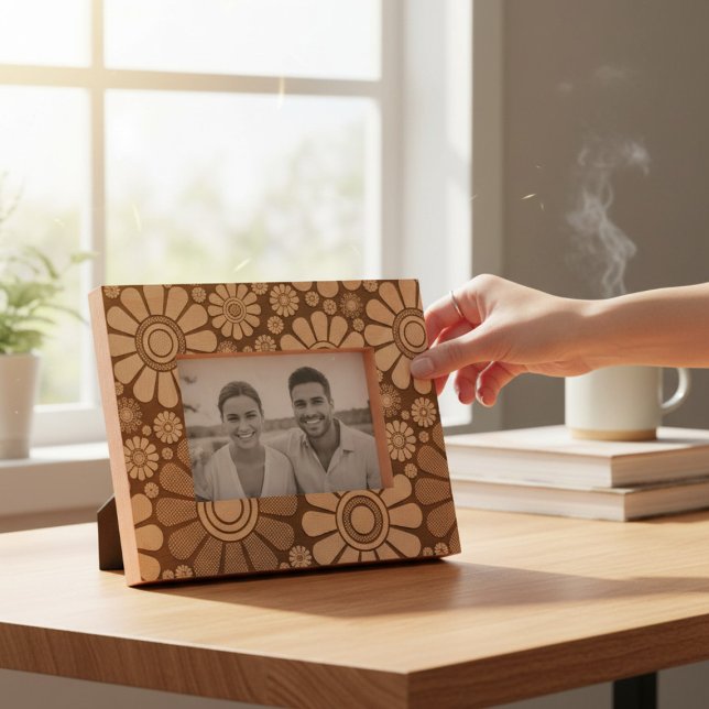 Trendy Modern Floral Daisy Muster Geätzte Rahmen (Von Creator hochgeladen)