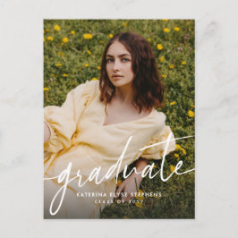 Trendy modern graduate simple two photo graduation postkarte