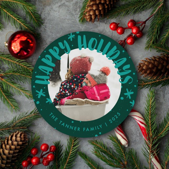Trendy Modern Handwritten Holiday Photo Card Einladung (Von Creator hochgeladen)