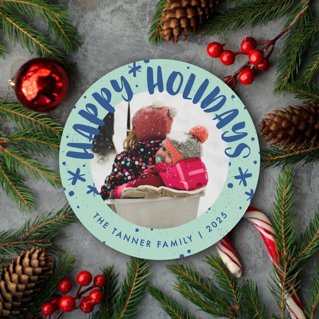 Trendy Modern Handwritten Holiday Photo Card Einladung (Von Creator hochgeladen)