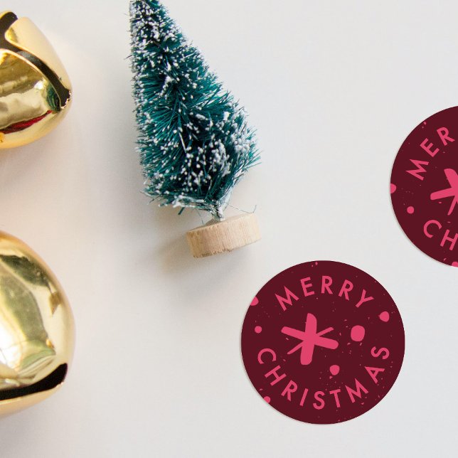 Trendy Modern Handwritten Merry Christmas Sticker (Créateur téléchargé)
