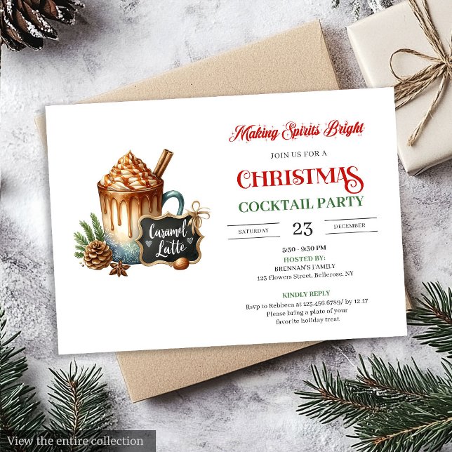 Trendy Modern Holiday Cocktails Party Invitation Einladung (Trendy Modern Holiday Cocktails Party Invitation)