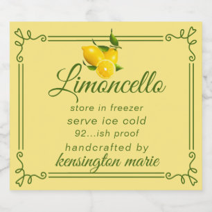 Trendy Modern Limoncello Label für kleine Flaschen Alkoholflaschenetikett