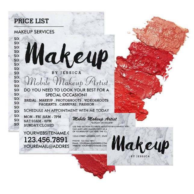 Trendy Modern Marble Makeup Artist Advertising Flyer (Von Creator hochgeladen)