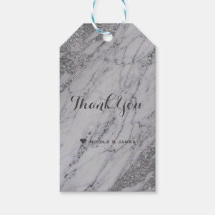 Trendy Modern Marble Silber Glam Elegante Hochzeit Geschenkanhänger