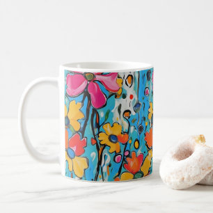 Trendy Modern Maximalist Colorful Madness Floral Kaffeetasse