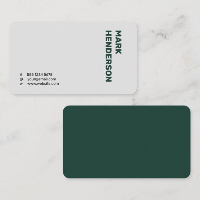 Trendy Modern Minimal Emerald Green Visitenkarte (Vorne/Hinten)
