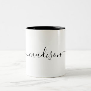 Trendy Modern Minimalistischer Skriptname Zweifarbige Tasse