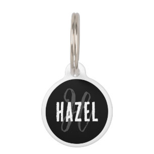 Trendy Modern Mit Monogramm Black and White Haustiermarke