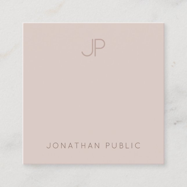 Trendy Modern Monogram Elegant Clean Template Luxe Quadratische Visitenkarte (Vorderseite)