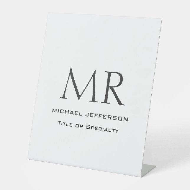 Trendy Modern Monogram Schlicht Minimalistisch Sockelschild (Vorderseite)