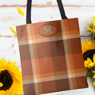 Trendy Modern Monogram Simple Tartan Kariert Tasche