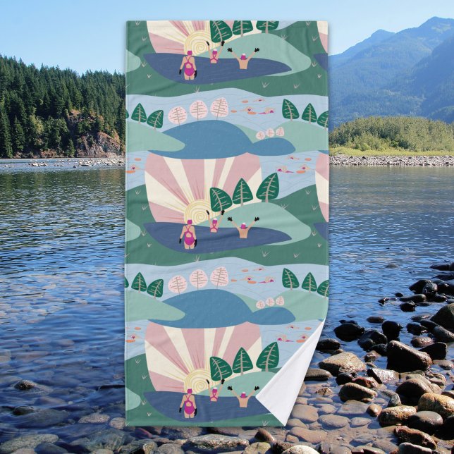 Trendy Modern Open Water mit Freunden schwimmen Badehandtuch (Von Creator hochgeladen)