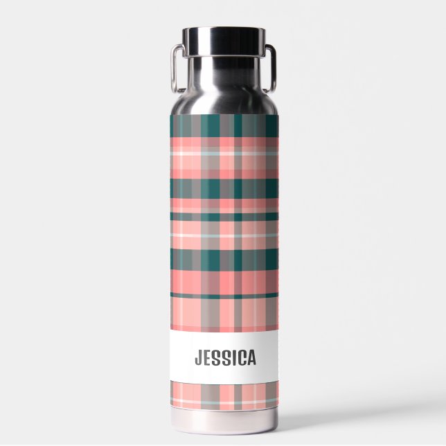 Trendy Modern Personalisiert Kariert Trinkflasche (Vorne)