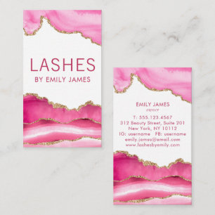 Trendy Modern Pink Agate Lash Extensions Beauty Visitenkarte