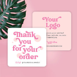 Trendy Modern Pink Logo Business Danke Karte
